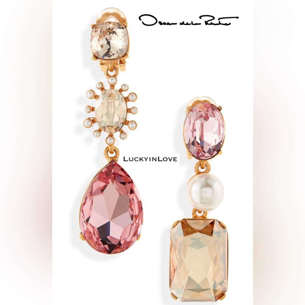 OSCAR de la RENTA • Mismatched Pearl Pink Gold Citrine Statement Earring